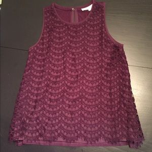 Ann Taylor Loft NWT burgundy lace top size Small